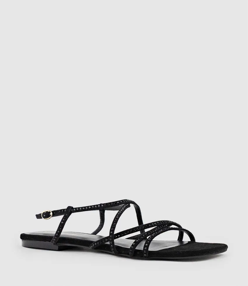 SAMILLE Strappy Crystal Sandal in Black Suede sold by Edward Meller product image thumbnail 2