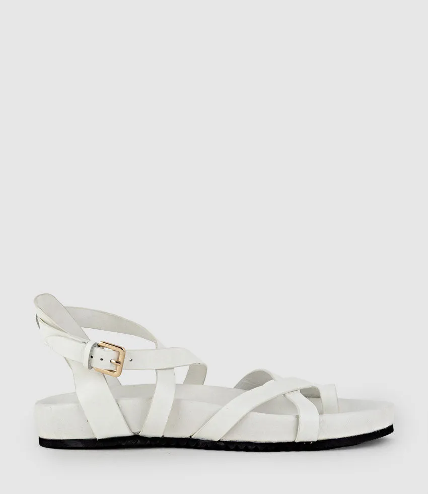 SYM Strappy Sandal on Footbed in White sold by Edward Meller