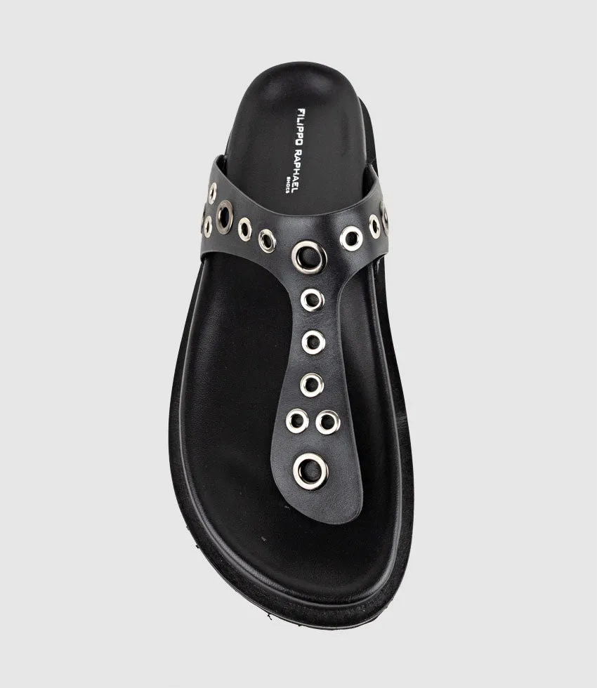 TALIAN Thong with Eyelets in Black sold by Edward Meller product image thumbnail 4