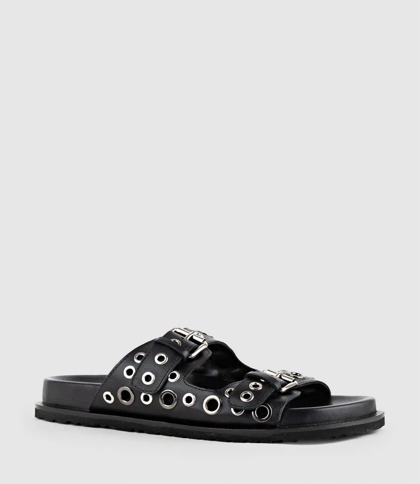 KRYNNE Slide with Eyelets in Black sold by Edward Meller product image thumbnail 2