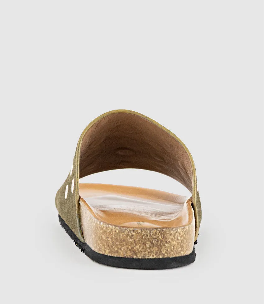 KUNE Slide with Eyelets in Forest Suede sold by Edward Meller product image thumbnail 3
