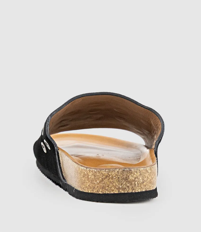 KUNE Slide with Eyelets in Black Suede sold by Edward Meller product image thumbnail 3