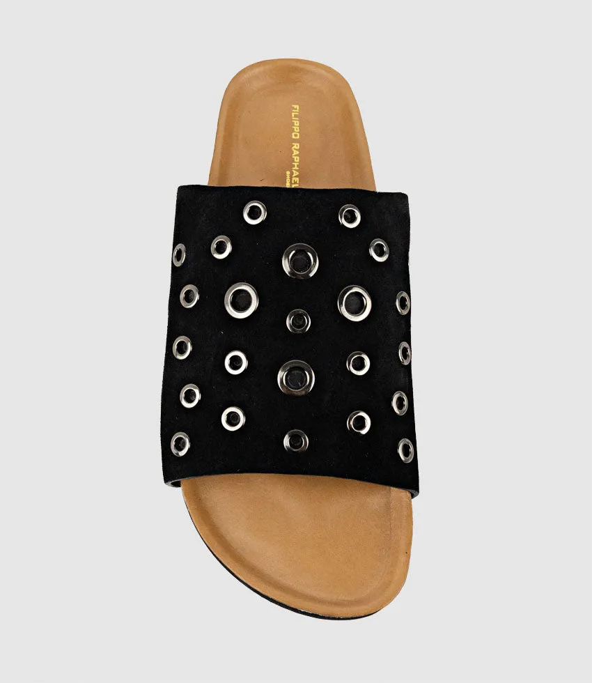 KUNE Slide with Eyelets in Black Suede sold by Edward Meller product image thumbnail 4