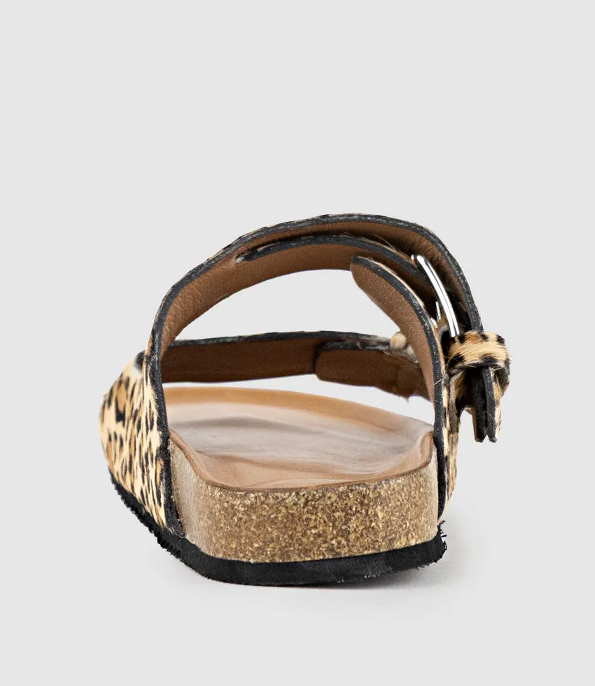 KLEIN Two Strap Slide in Leopard Pony Hair sold by Edward Meller product image thumbnail 3