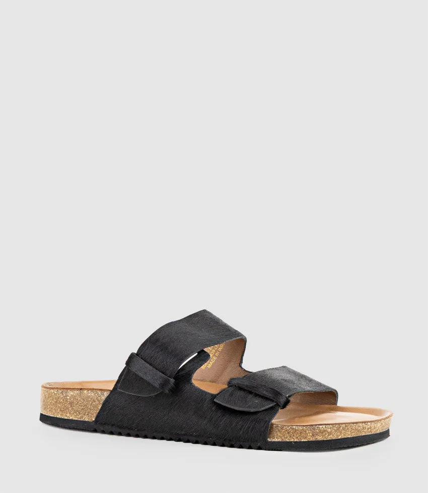 KLEIN Two Strap Slide in Black Pony Hair sold by Edward Meller product image thumbnail 2