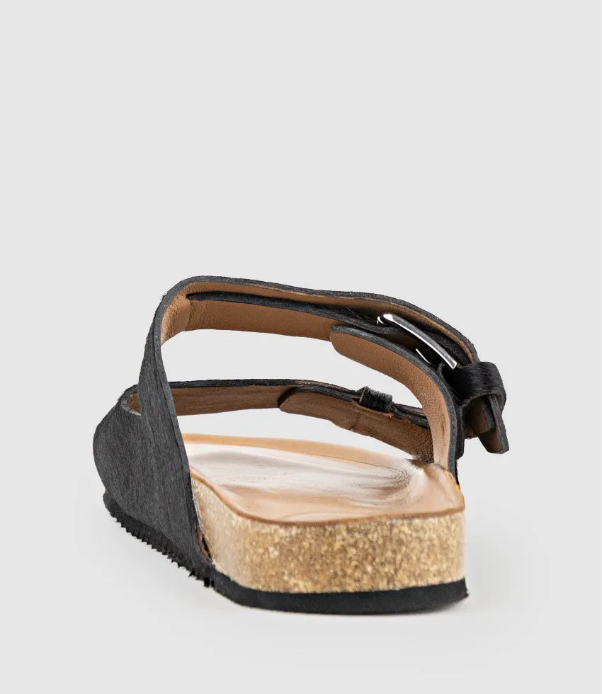KLEIN Two Strap Slide in Black Pony Hair sold by Edward Meller product image thumbnail 3