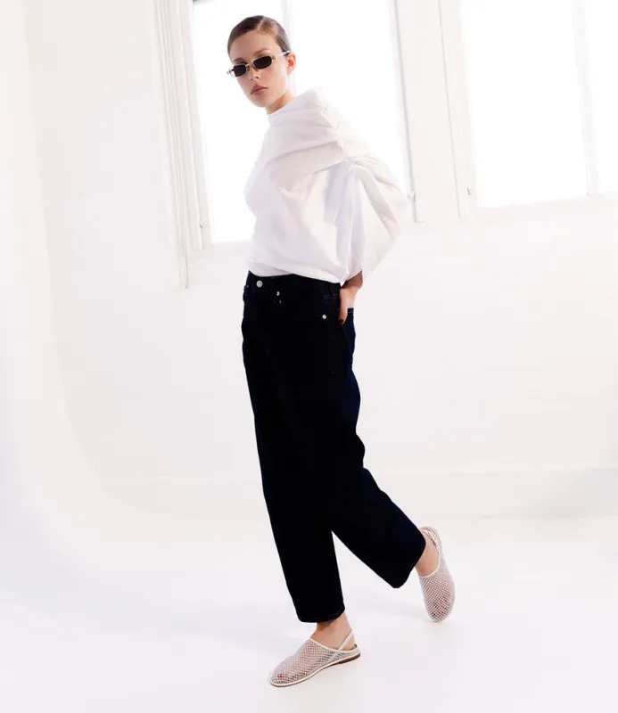 FERAH Mesh Flat with Back Strap in White sold by Edward Meller