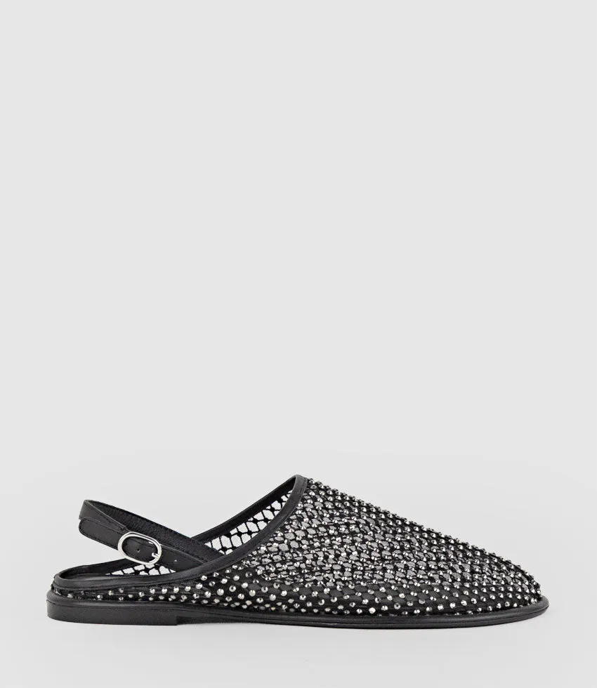 FERAH Mesh Flat with Back Strap in Black sold by Edward Meller