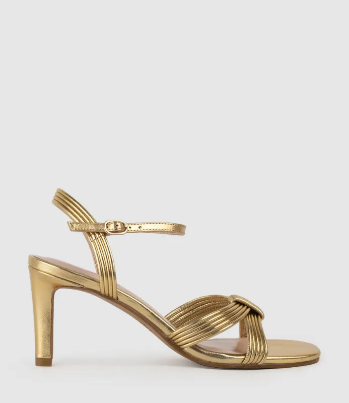 SIARA75 Gathered Knot Sandal in Aged Gold sold by Edward Meller