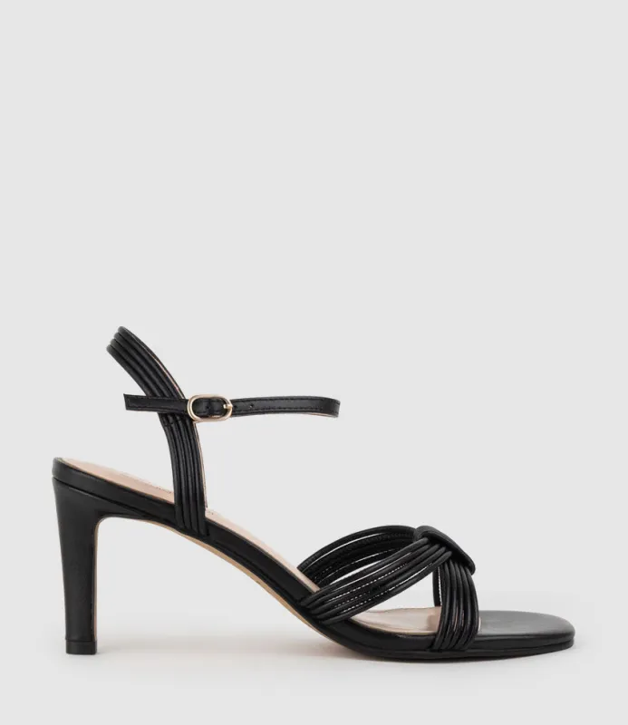SIARA75 Gathered Knot Sandal in Black sold by Edward Meller