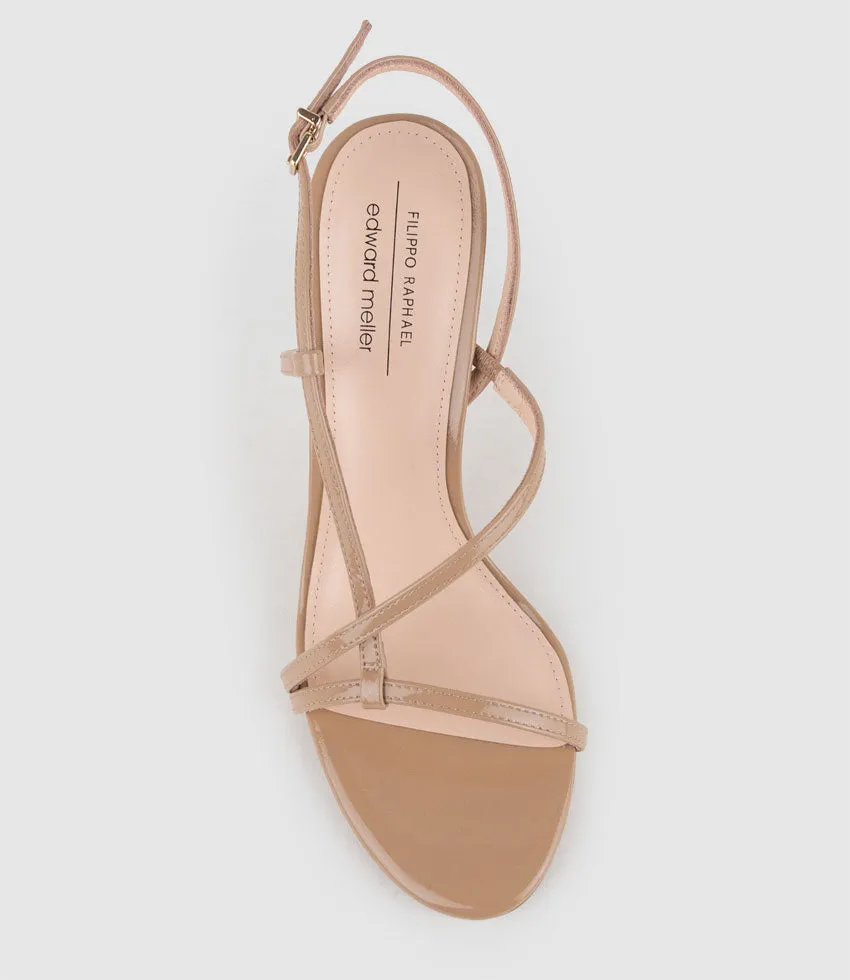 WRAITH100 Asymmetrical Strappy Sandal in Nude Patent sold by Edward Meller product image thumbnail 4