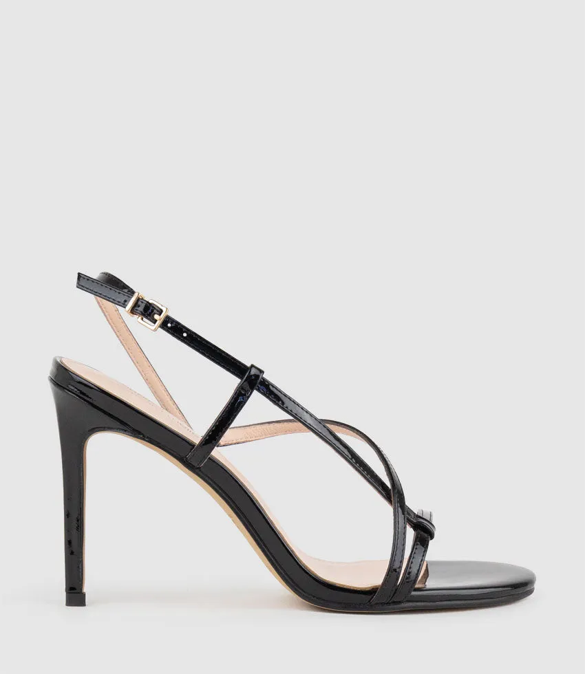 WRAITH100 Asymmetrical Strappy Sandal in Black Patent sold by Edward Meller product image thumbnail 2