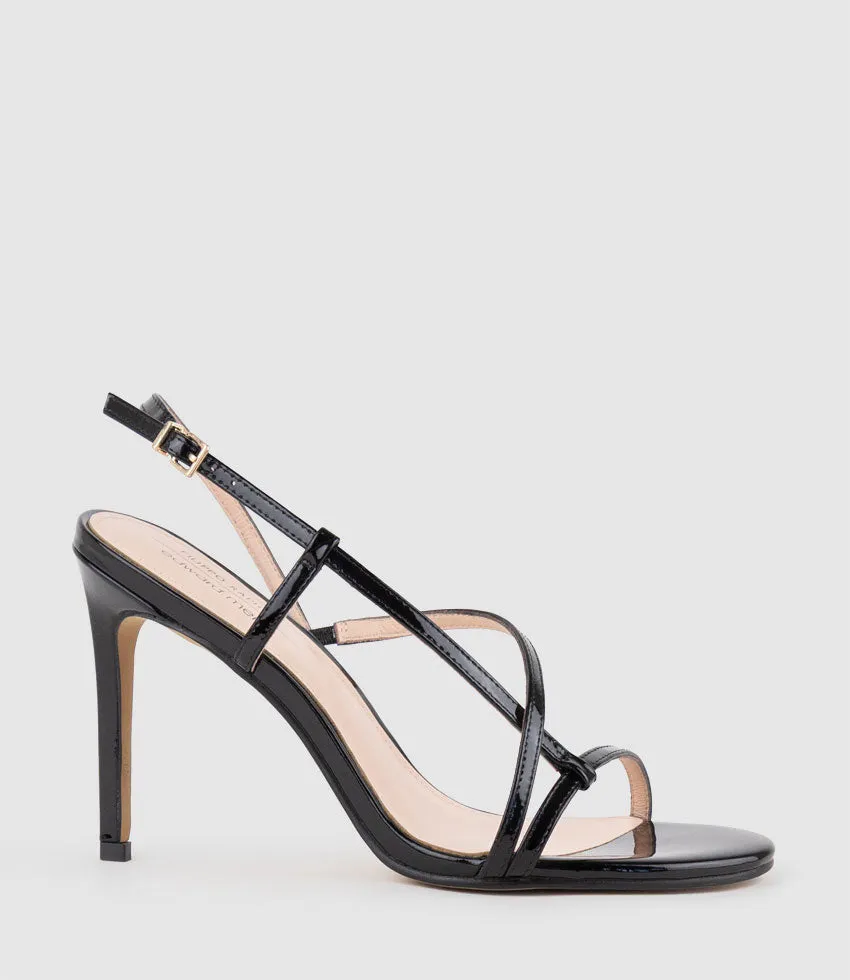 WRAITH100 Asymmetrical Strappy Sandal in Black Patent sold by Edward Meller product image thumbnail 3