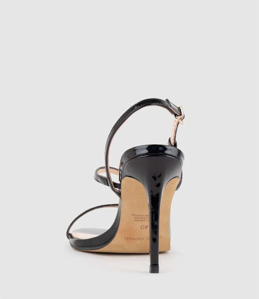 WRAITH100 Asymmetrical Strappy Sandal in Black Patent sold by Edward Meller product image thumbnail 5