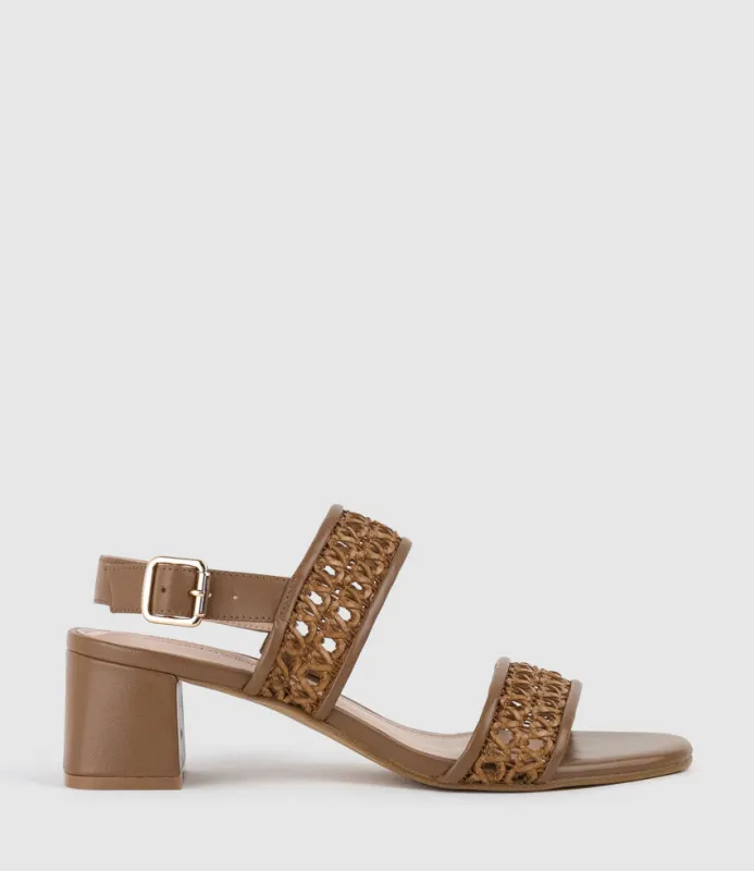 SIMONE50 Two Strap Weave Sandal in Tan sold by Edward Meller