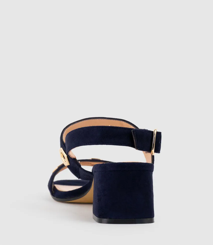 SIRELLE50 Sandal with Geometric Hardware in Navy Suede sold by Edward Meller product image thumbnail 3