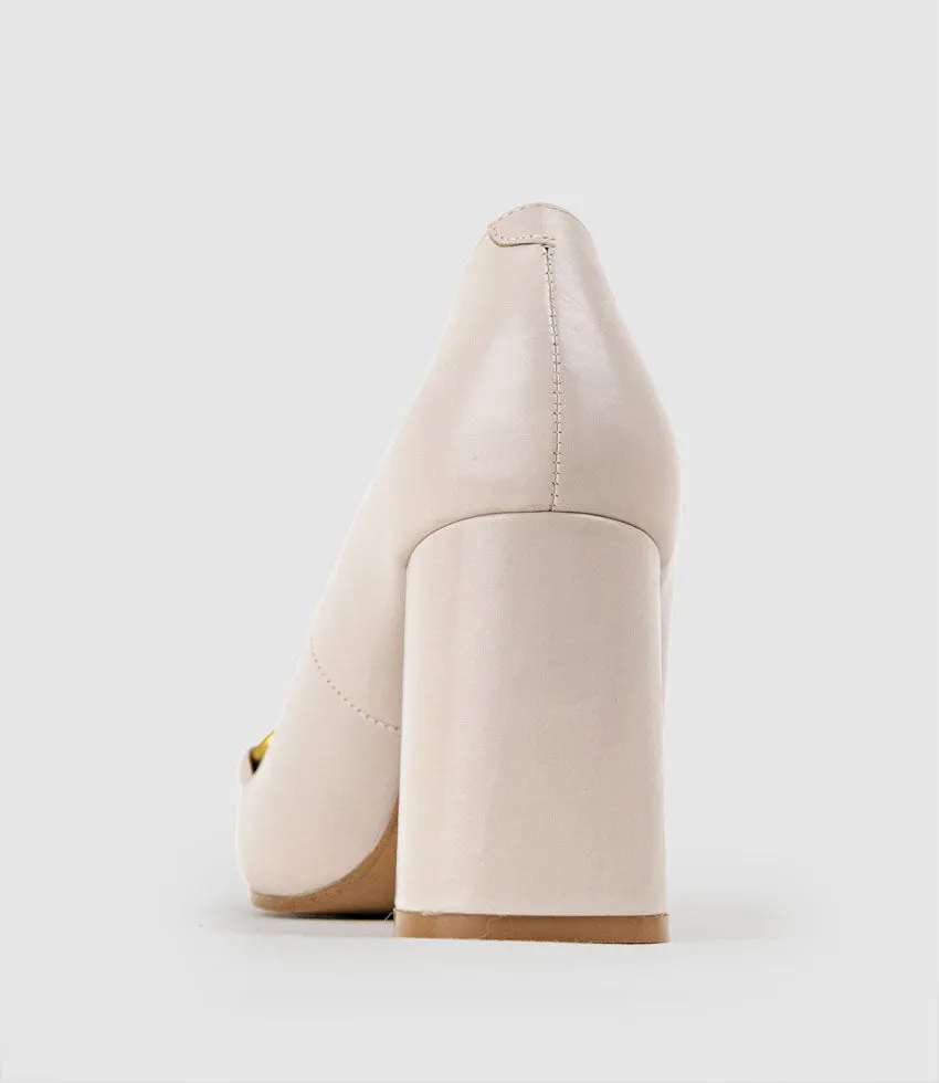 BAILEY85 Block Heel Pump with Trim in Blush Calf sold by Edward Meller product image thumbnail 3