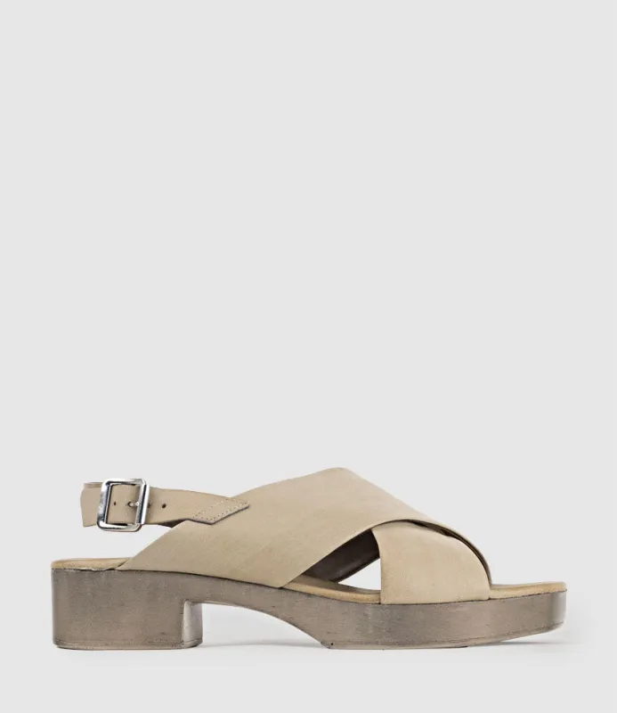 SHALE Crossover Sandal on Unit in Taupe sold by Edward Meller