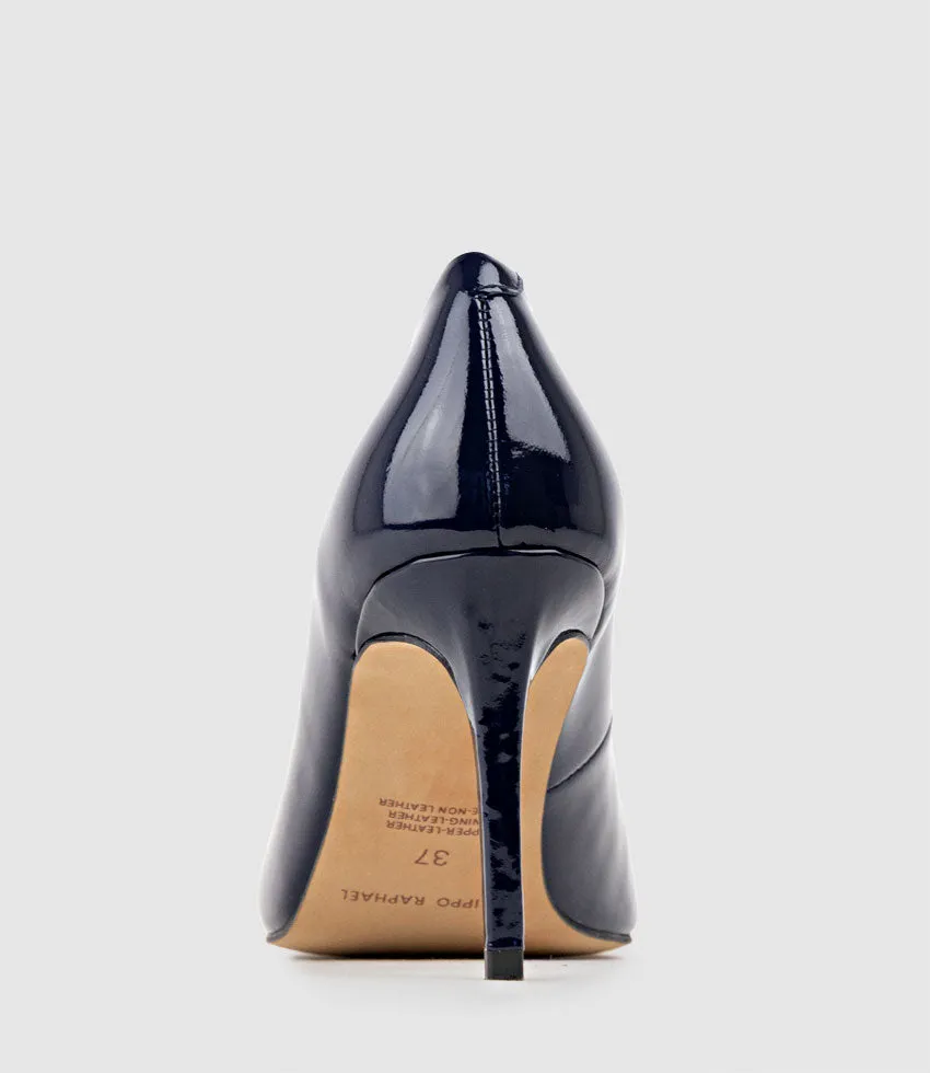 AISHA85 Pointed Pump in Navy Patent sold by Edward Meller product image thumbnail 3