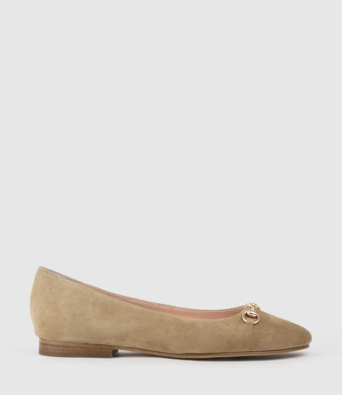 FRIA Ballet with Hardware in Cashew Suede sold by Edward Meller