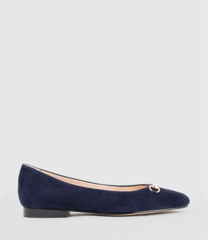 FRIA Ballet with Hardware in Navy Suede sold by Edward Meller