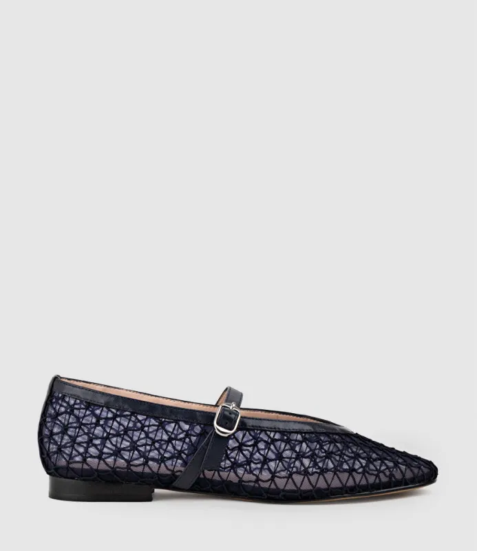 FLOSSY Mesh Weave Ballet in Navy sold by Edward Meller