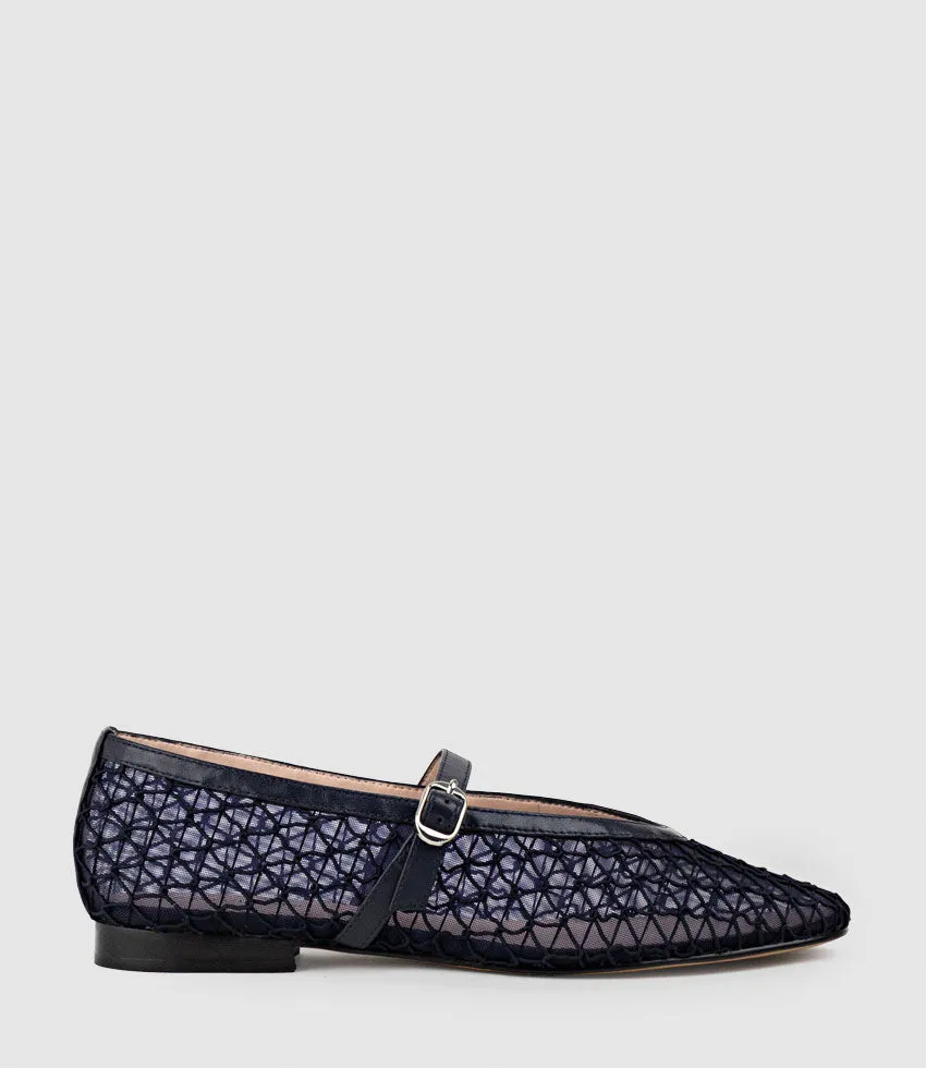 FLOSSY Mesh Weave Ballet in Navy sold by Edward Meller