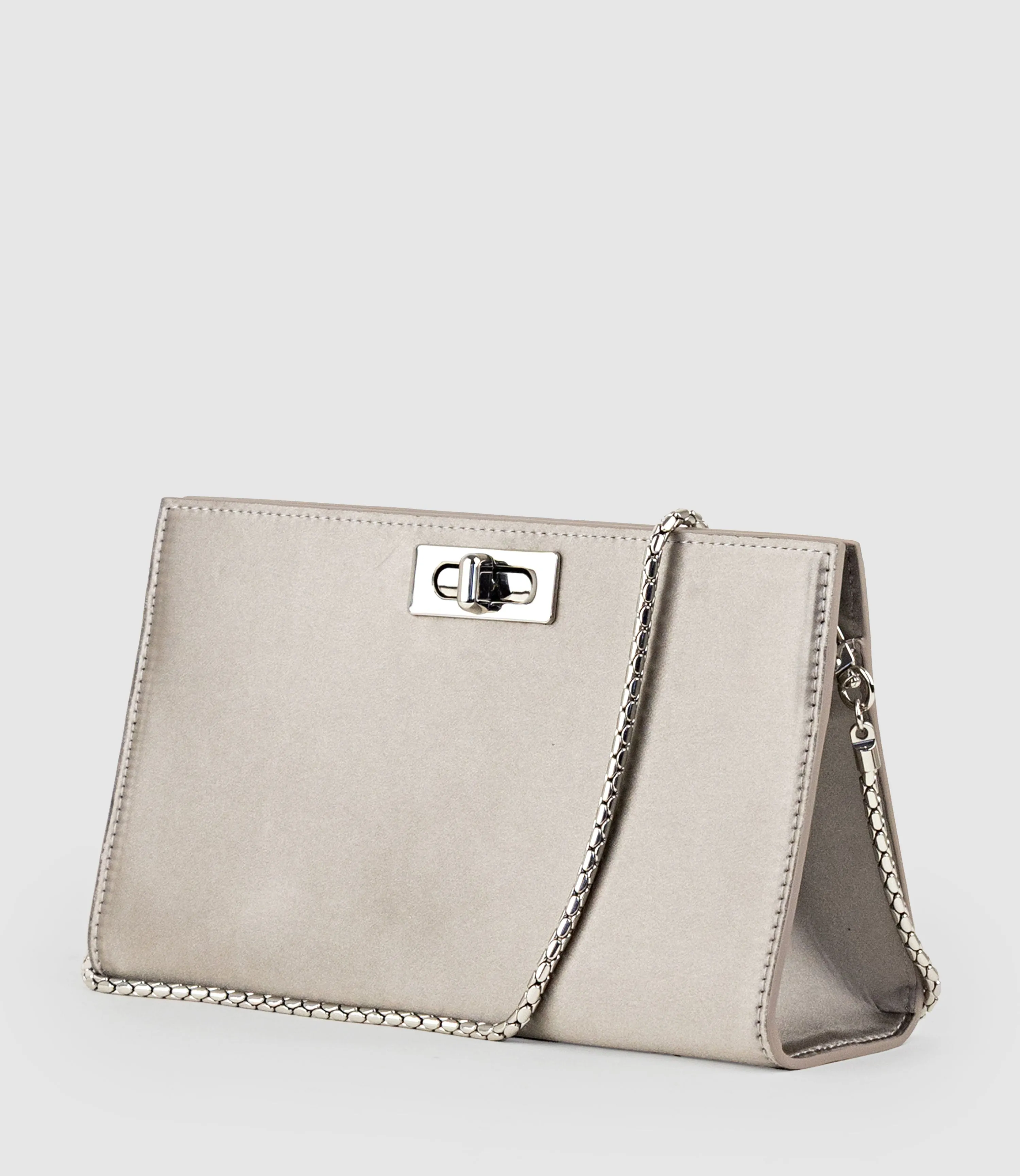 NAYLA Bag with Twist Hardware in Pewter Silk sold by Edward Meller product image thumbnail 2