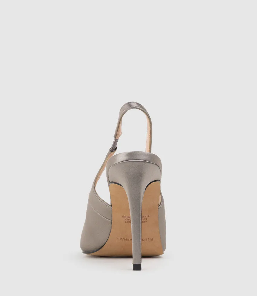ANDREA100 Stiletto Slingback Pump in Pewter Silk sold by Edward Meller product image thumbnail 3