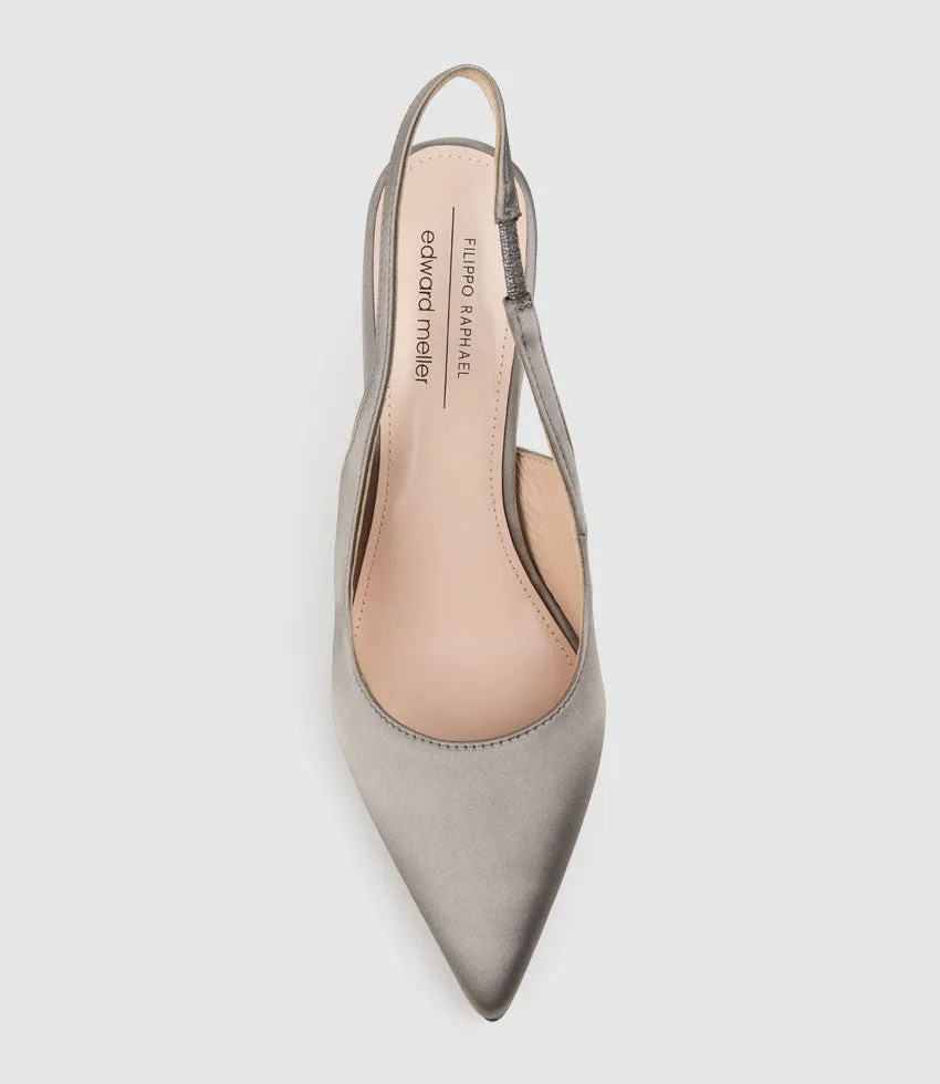 ANDREA100 Stiletto Slingback Pump in Pewter Silk sold by Edward Meller product image thumbnail 4