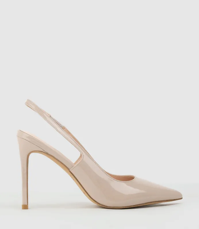 ANDREA100 Stiletto Slingback Pump in Blush Patent sold by Edward Meller