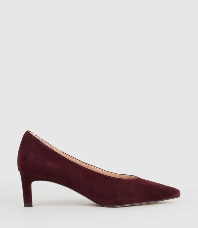COSETTE55 Choked Up Pump in Wine Suede sold by Edward Meller