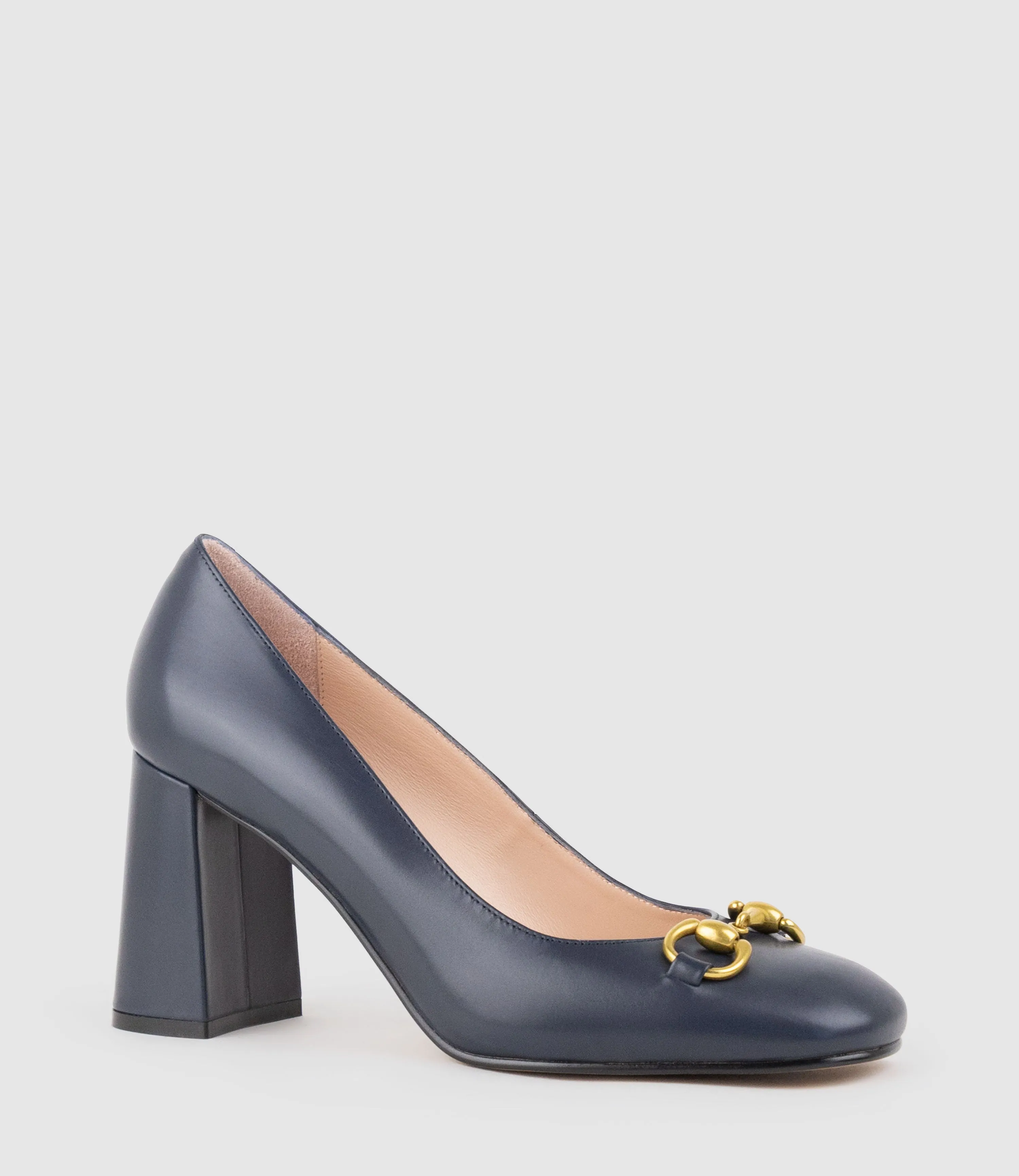 BAILEY85 Block Heel Pump with Trim in Navy Calf sold by Edward Meller product image thumbnail 2