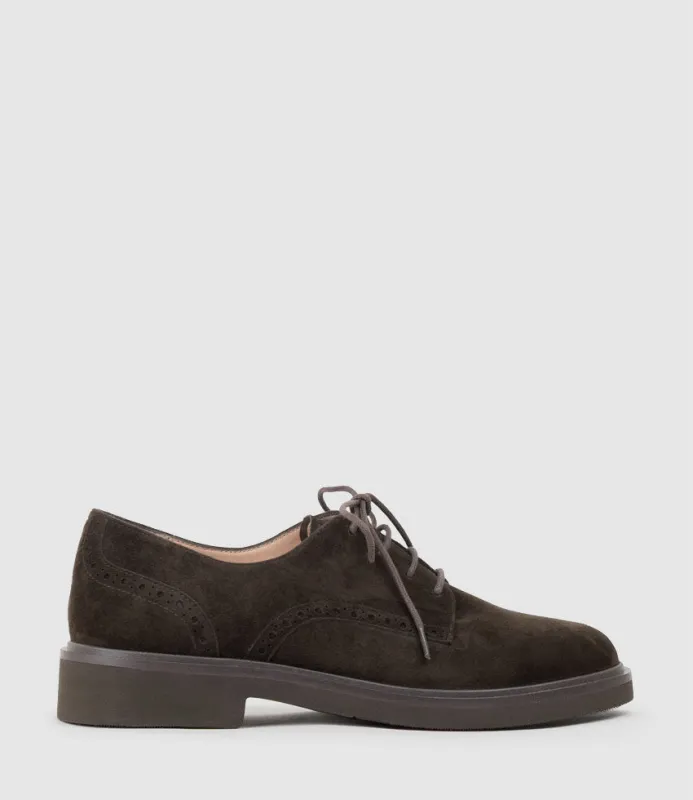 PAOLO Lace Up in Chocolate Suede sold by Edward Meller