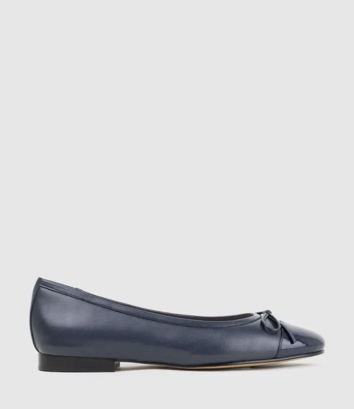 EASTON Cap Toe Ballet in Navy made by Edward Meller