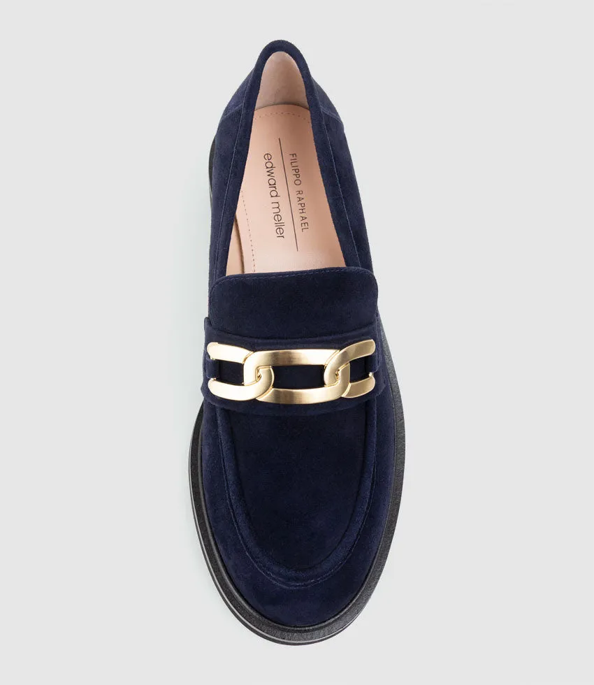 GARCON Moccasin with Trim in Navy Suede sold by Edward Meller product image thumbnail 4