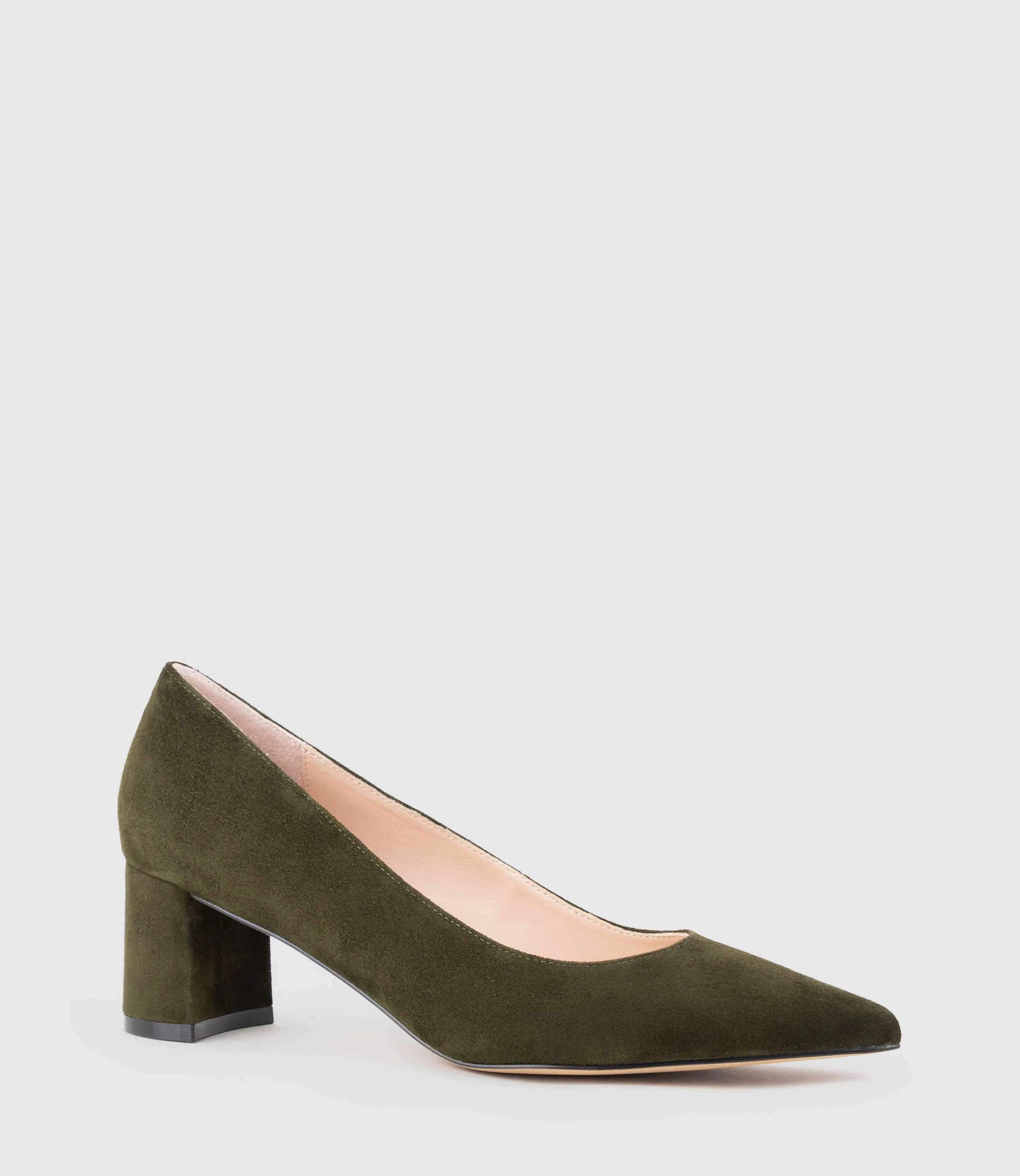 BETA55 Block Heel Pump in Olive Suede sold by Edward Meller product image thumbnail 2