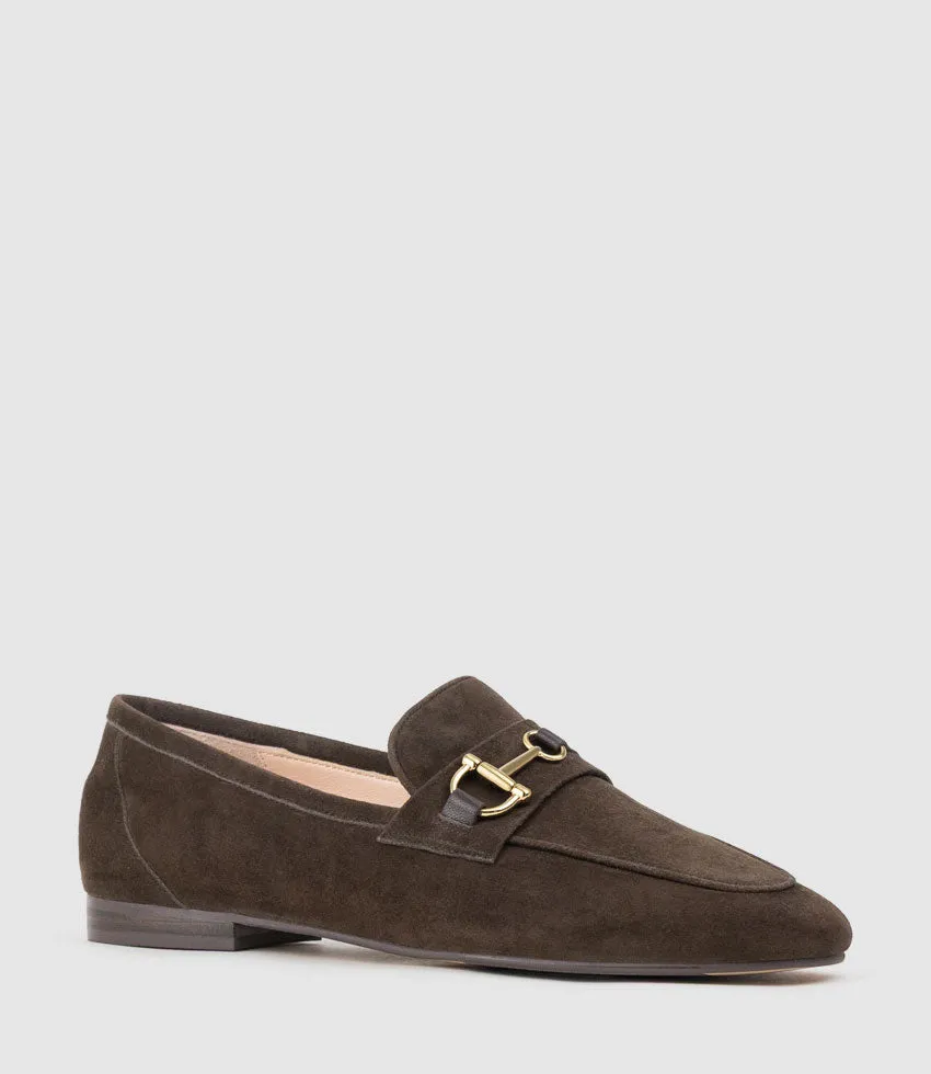FAUSTINE Loafer with Asymmetrical Trim in Chocolate Suede sold by Edward Meller product image thumbnail 2
