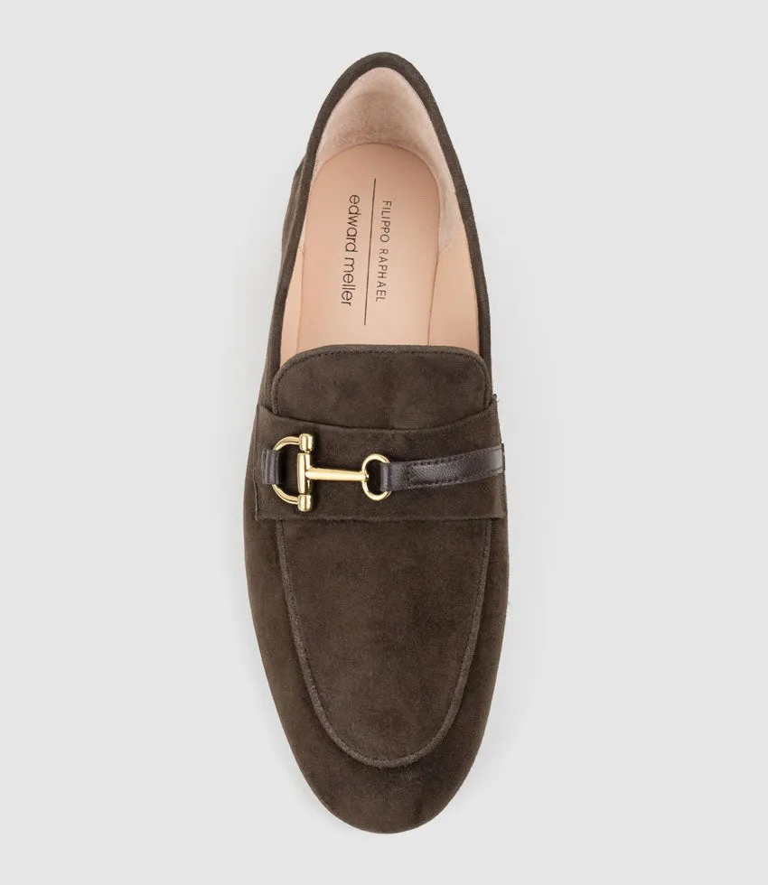 FAUSTINE Loafer with Asymmetrical Trim in Chocolate Suede sold by Edward Meller product image thumbnail 4