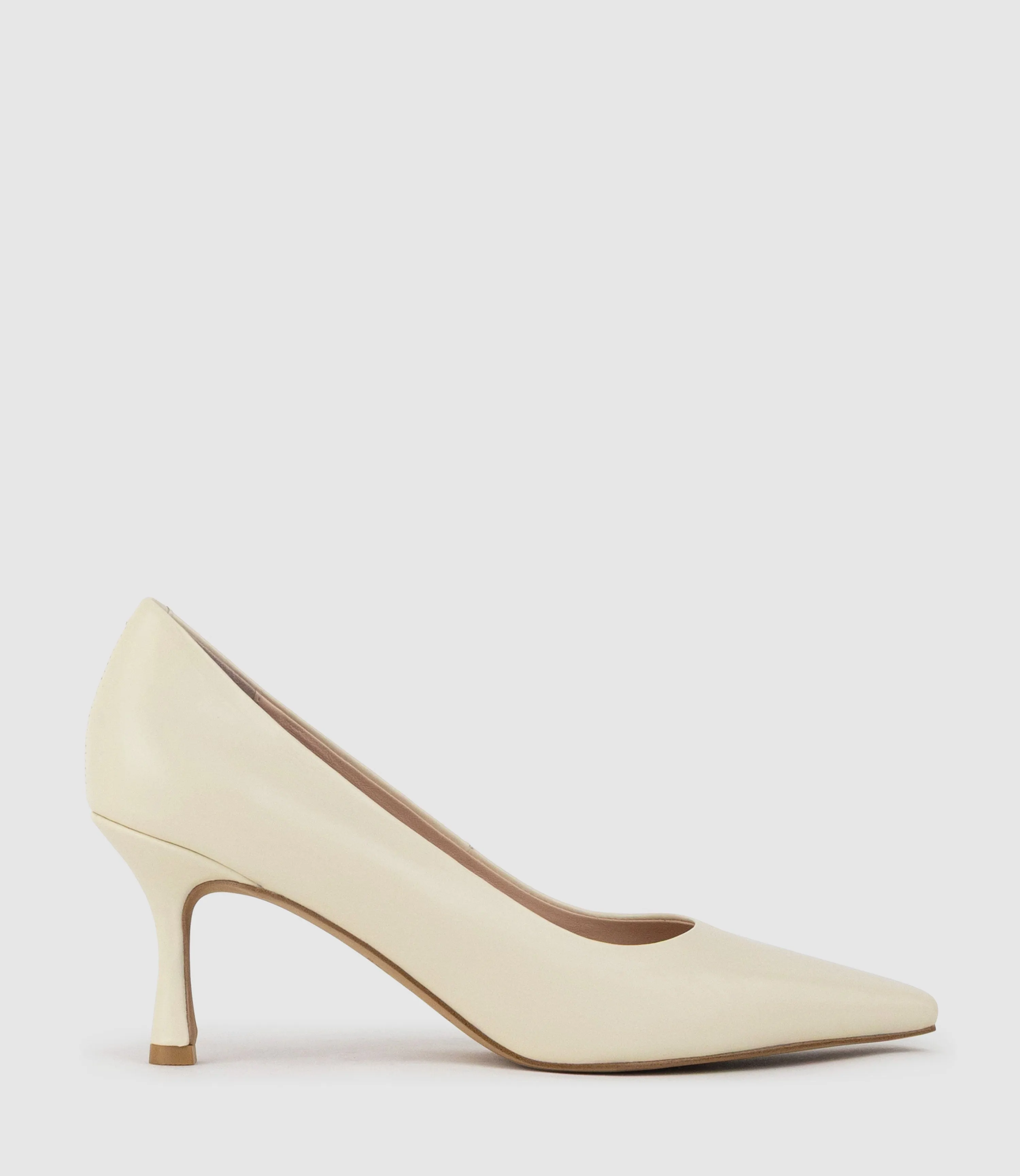 ARIEL75 Chiselled Pump in Offwhite Calf sold by Edward Meller