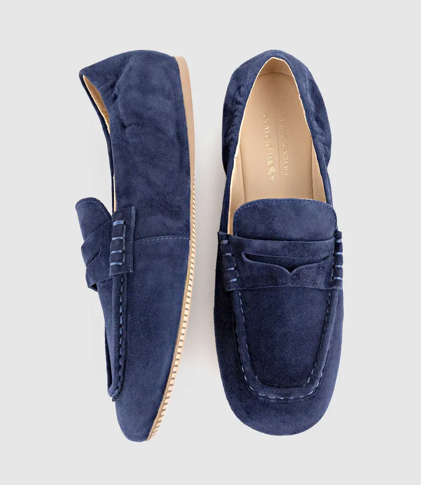 HARLEM Elastic Back Loafer in Navy Suede sold by Edward Meller product image thumbnail 4