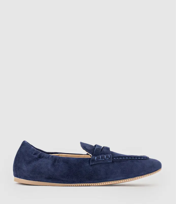 HARLEM Elastic Back Loafer in Navy Suede made by Edward Meller