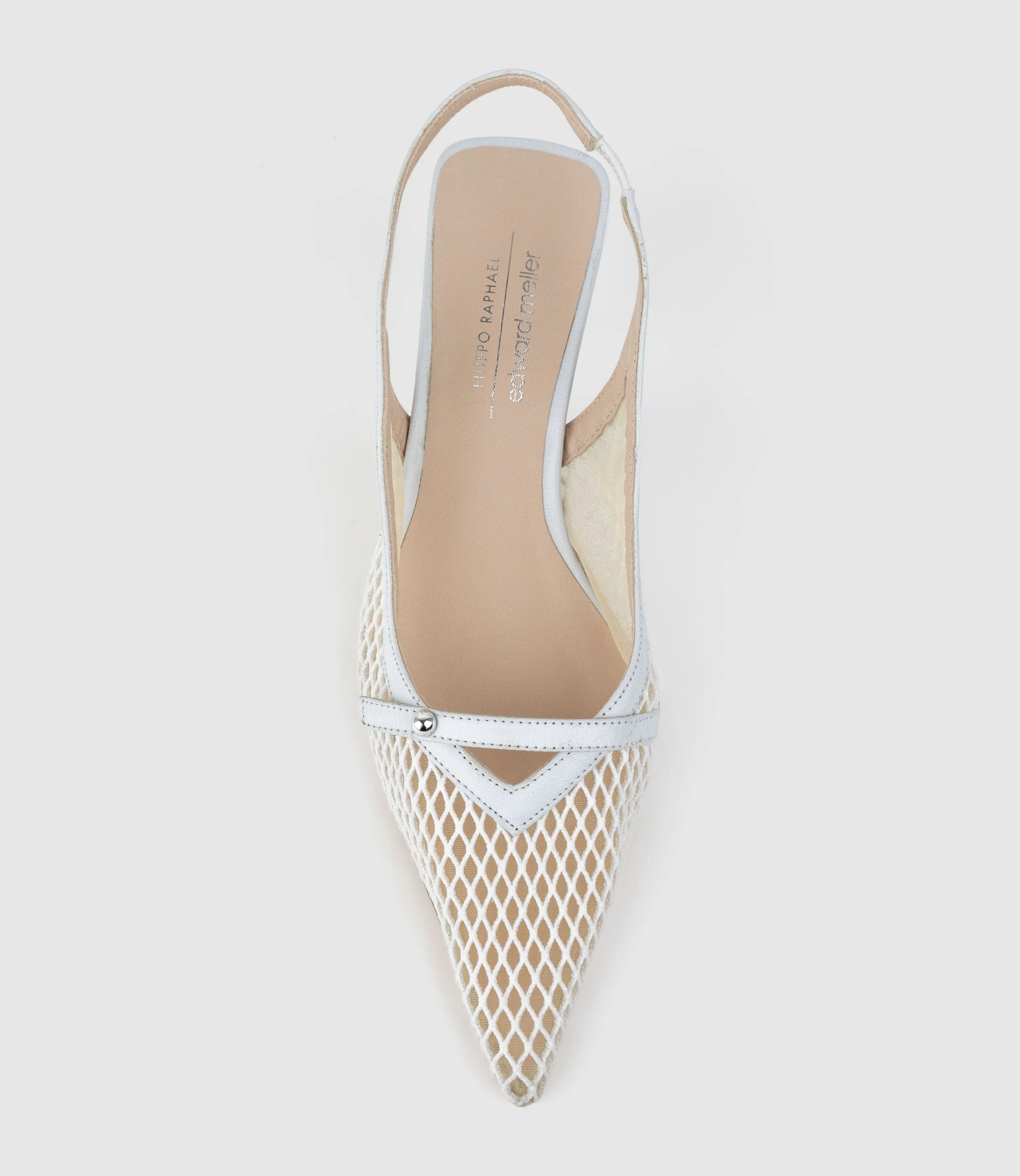 DAMSEL60 Mesh Slingback in White sold by Edward Meller product image thumbnail 5