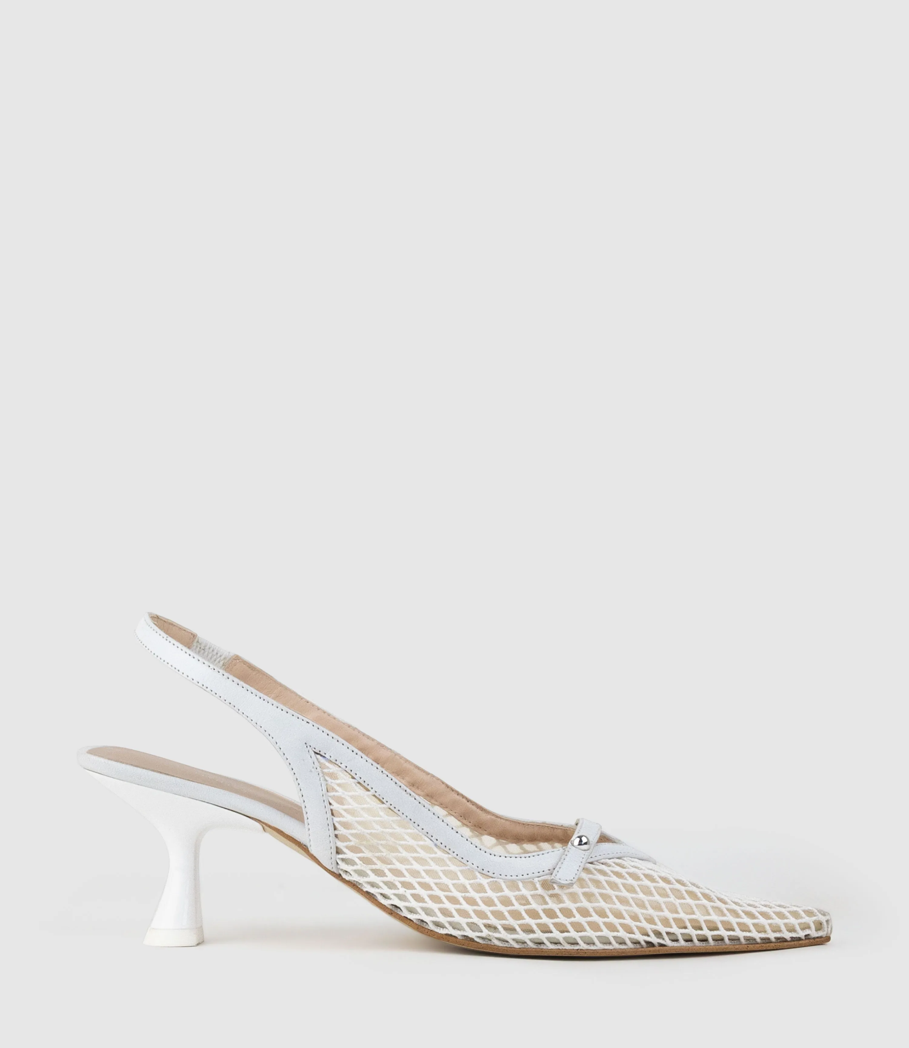 DAMSEL60 Mesh Slingback in White sold by Edward Meller