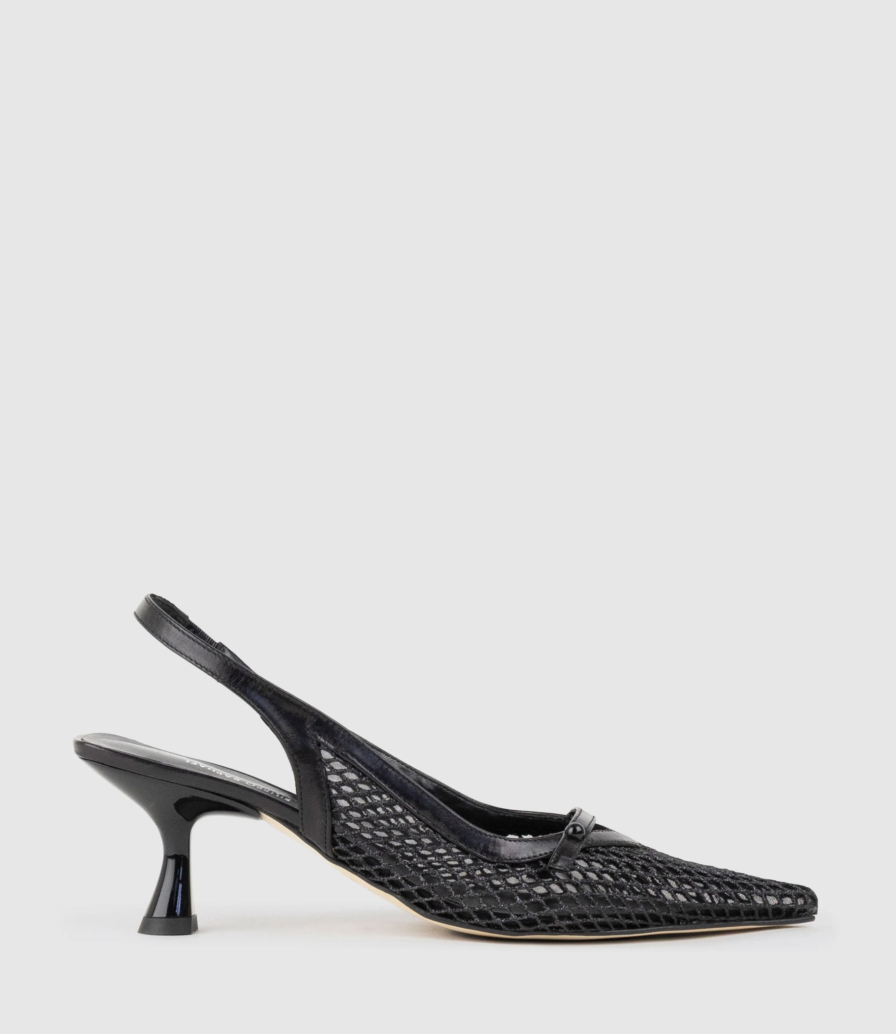 DAMSEL60 Mesh Slingback in Black sold by Edward Meller