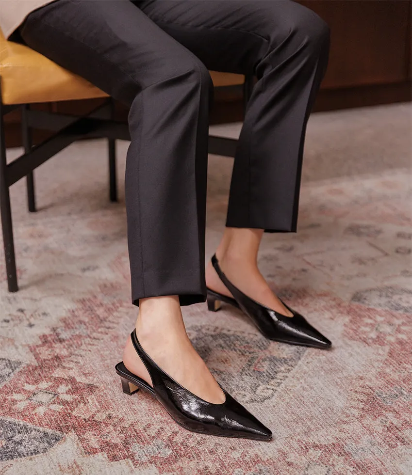 DIALA40 Choked Slingback in Black Crinkle Patent sold by Edward Meller product image thumbnail 2