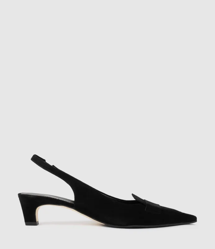 DIANE40 Albert Throat Slingback in Black Suede made by Edward Meller