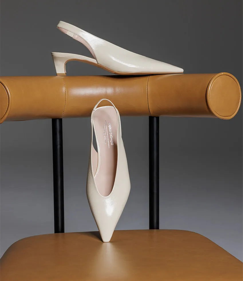 DIALA40 Choked Slingback in Offwhite Crinkle Patent sold by Edward Meller product image thumbnail 2