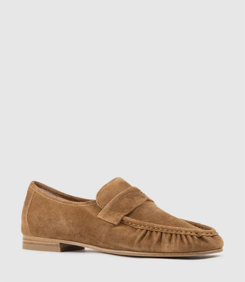 HYPER Ruched Moccasin in Tan Suede sold by Edward Meller product image thumbnail 2