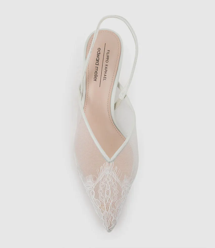 DESTINE60 Lace Front Mesh Slingback in White sold by Edward Meller product image thumbnail 4